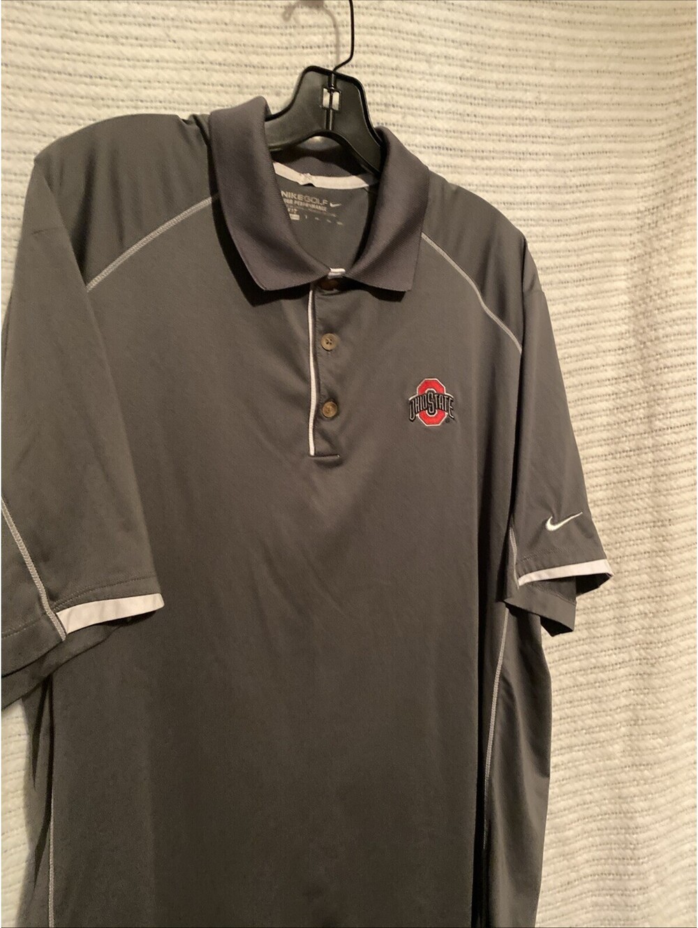 Nike Ohio State Buckeyes Golf Polo Shirt Mens 2XLT 2XL Tall Black Dri Fit Logo